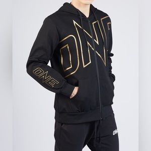 ONE WORLD CHAMPION WALKOUT ZIP HOODIE (BLACK/GOLD) S93-20